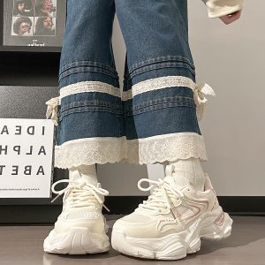 Thick-Soled Dad Shoes for Women - 2025 New Style Mesh Breathable Casual Sneakers - Versatile Soft-Soled White Sports Footwear