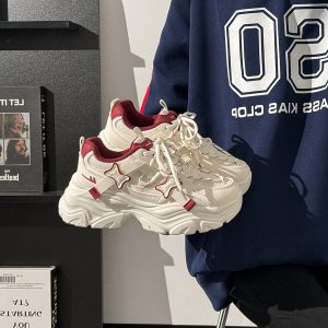 Thick-Soled Dad Shoes for Women - 2025 New Style Mesh Breathable Casual Sneakers - Versatile Soft-Soled White Sports Footwear