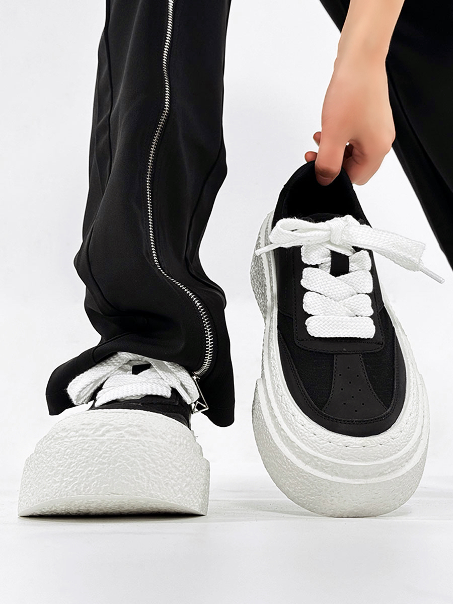 Thick-Soled Height-Increasing Canvas Shoes for Men - Trendy Breathable Mesh Platform Sneakers, Retro Sports Board Shoes Thick-Soled Height-Increasing Canvas Shoes for Men - Trendy Breathable Mesh Platform Sneakers, Retro Sports Board Shoes