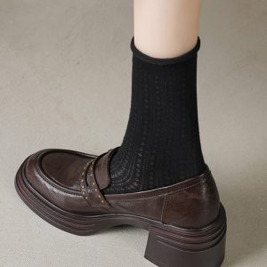 Thick-Soled High Heeled Loafers for Women - Sheepskin Buckle Design, 2025 Summer Style, Trendy Footwear, Chic Comfort