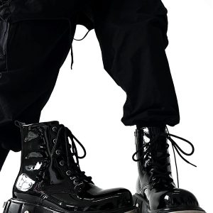 Thick-Soled Martin Boots for Men, Niche Punk Style Zipper Motorcycle Boots, British Big Toe High-Top Shoes, European American Fashion
