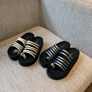 Thick-Soled Open-Toe Platform Sandals for Women - Summer 2025 Casual One-Strap Height-Increasing Slippers