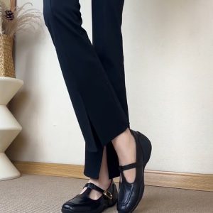 Thick-Soled Retro Sheepskin Mary Jane Shoes with T-Strap, Square Toe Leather Loafers for Women, Height-Increasing Fashion Footwear