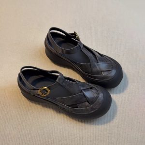 Thick-Soled Sheepskin Open-Toe Sandals for Women - Summer Casual Roman Flats, Versatile Sports Footwear