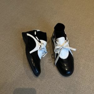 Thick-Soled Sporty Mary Jane Shoes for Women - Color-Blocked Retro Lace-Up Casual Footwear, Round-Toe Comfort