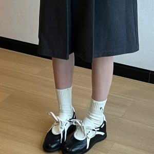 Thick-Soled Sporty Mary Jane Shoes for Women - Color-Blocked Retro Lace-Up Casual Footwear, Round-Toe Comfort