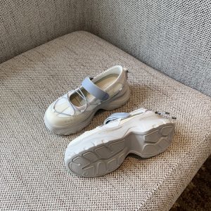 Thick-Soled Velcro Mary Jane Shoes for Women - Breathable Mesh Height-Increasing Casual Flats for Spring/Summer 2025