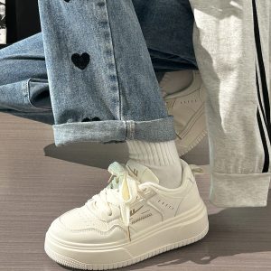 Thick-Soled White Mesh Shoes for Women - Summer 2025 New Style, Breathable, Height-Increasing, Versatile Big Toe Design