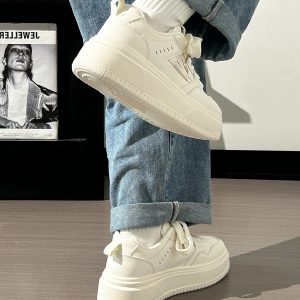 Thick-Soled White Mesh Shoes for Women - Summer 2025 New Style, Breathable, Height-Increasing, Versatile Big Toe Design