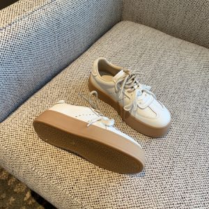 Thick-Soled White Sneakers for Women - 2025 Spring Korean Style Lace-Up Casual Board Training Shoes