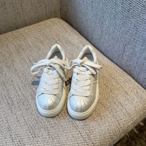 Thick-Soled White Sneakers for Women - 2025 Spring Shell Toe Casual Board Shoes, Versatile Fashionable Bread Shoes