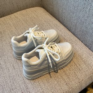 Thick-Soled White Sneakers for Women - Spring 2025 Casual Sports Shoes, Height-Increasing, Slimming, Versatile for Everyday Wear