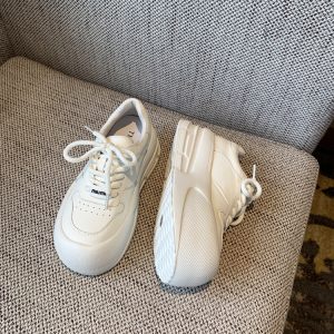 Thick-Soled White Sneakers for Women, 2025 Korean Lace-Up Casual Sports Shoes, Versatile Trendy Board Sneakers