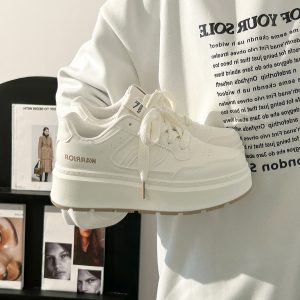 Thick-Soled White Sneakers for Women, 2025 Summer Minimalist Design, Trendy Big-Toe Breathable Shoes