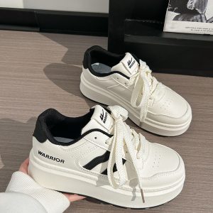 Thick-Soled White Sneakers for Women, 2025 Summer Style, Breathable Big Toe Design, Versatile Footwear for Female Students
