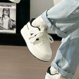 Thick-Soled White Sneakers for Women, 2025 Summer Style, Breathable Big Toe Design, Versatile Footwear for Female Students
