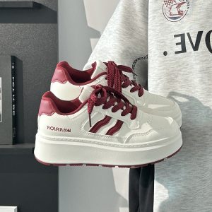 Thick-Soled White Sneakers for Women, 2025 Summer Style, Breathable Big Toe Design, Versatile Footwear for Female Students