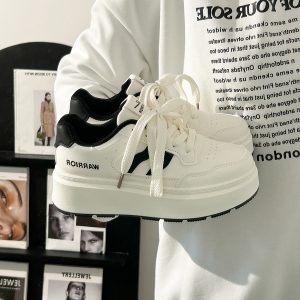 Thick-Soled White Sneakers for Women, 2025 Summer Style, Breathable Big Toe Design, Versatile Footwear for Female Students