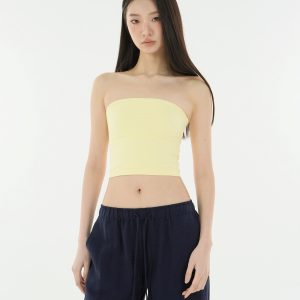 Three-Color Nude Feel High-Elastic One-Piece Bandeau Swimsuit - Trendy Summer Beachwear