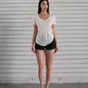 Three-Color Sheer Loose U-Neck T-Shirt - Short Sleeve Thin Top for Effortless Casual Style
