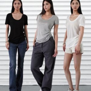 Three-Color Sheer Loose U-Neck T-Shirt - Short Sleeve Thin Top for Effortless Casual Style