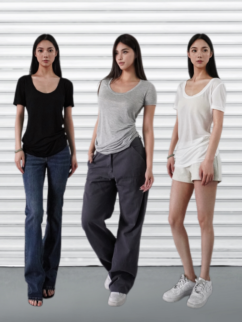 Three-Color Sheer Loose U-Neck T-Shirt - Short Sleeve Thin Top for Effortless Casual Style Three-Color Sheer Loose U-Neck T-Shirt - Short Sleeve Thin Top for Effortless Casual Style