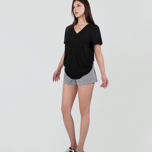 Three-Color V-Neck Loose T-Shirt - Dropped Shoulder, Cool Feel Stretch Top for Casual Style