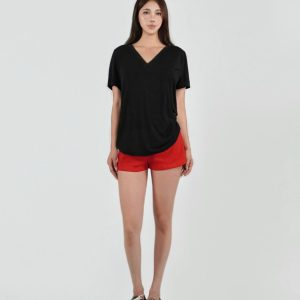 Three-Color V-Neck Loose T-Shirt - Dropped Shoulder, Cool Feel Stretch Top for Casual Style