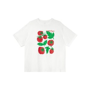 Tomato Print Casual Short Sleeve T-Shirt for Women - Summer Loose Round Neck Pure Cotton Top - Unique 90s Inspired Fashion