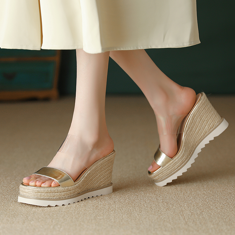 Transparent Wedge Sandals with Thick Sole - Sexy High Heels for Summer, Italian Style Footwear