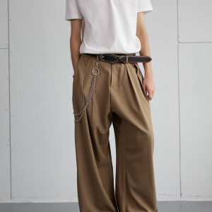 Trendy 2025 Spring Draped Foldable Trousers for Men – Loose Versatile Straight Casual Pants for Couples