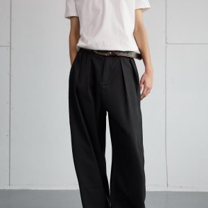 Trendy 2025 Spring Draped Foldable Trousers for Men – Loose Versatile Straight Casual Pants for Couples
