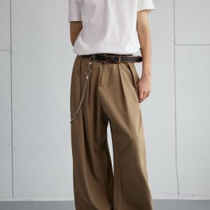 Trendy 2025 Spring Draped Foldable Trousers for Men – Loose Versatile Straight Casual Pants for Couples