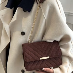 Trendy 2025 Women's Textured Chain Shoulder Crossbody Bag - Retro Small Square Design, Versatile Fashion Accessory