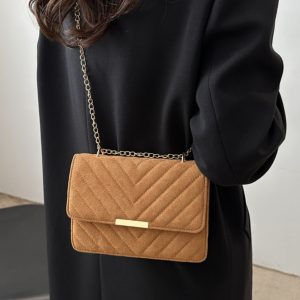 Trendy 2025 Women's Textured Chain Shoulder Crossbody Bag - Retro Small Square Design, Versatile Fashion Accessory