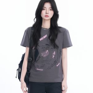 Trendy American Retro Short-Sleeve Cropped T-Shirt for Women – Stylish Petites, Y2K Fashion Essential