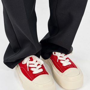 Trendy Black and White Thick-Soled Canvas Sneakers for Men and Women, Summer Casual Square Toe Couple Shoes