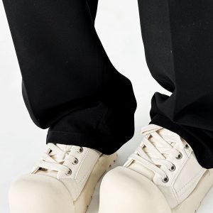 Trendy Black Knight Mickey Sneakers for Men, High Street Shell Toe Shoes, 90s Inspired Couple Fat Bread Sneakers