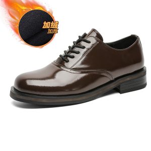 Trendy British Square-Toe Derby Shoes for Men and Women - Thick-Soled Leather Office Commuting Footwear