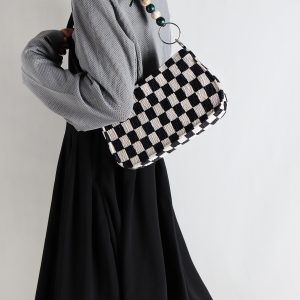 Trendy Checkered Underarm Bag for Women - Versatile Minimalist Crossbody Shoulder Bag for Spring and Summer Fashion