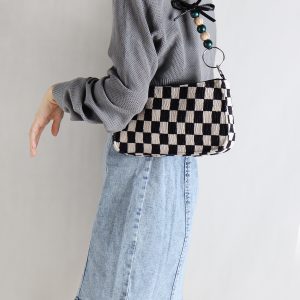 Trendy Checkered Underarm Bag for Women - Versatile Minimalist Crossbody Shoulder Bag for Spring and Summer Fashion