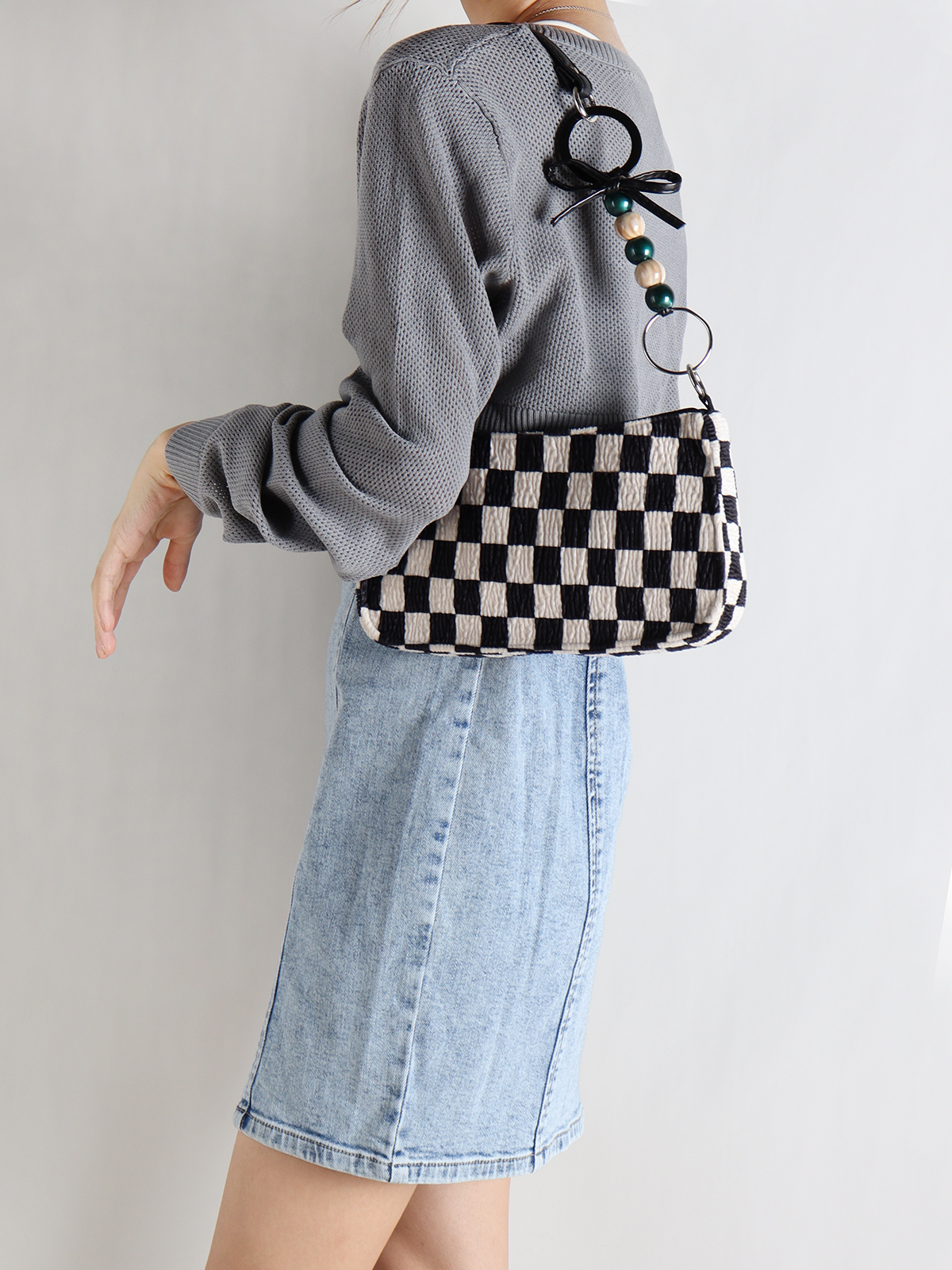 Trendy Checkered Underarm Bag for Women - Versatile Minimalist Crossbody Shoulder Bag for Spring and Summer Fashion Trendy Checkered Underarm Bag for Women - Versatile Minimalist Crossbody Shoulder Bag for Spring and Summer Fashion