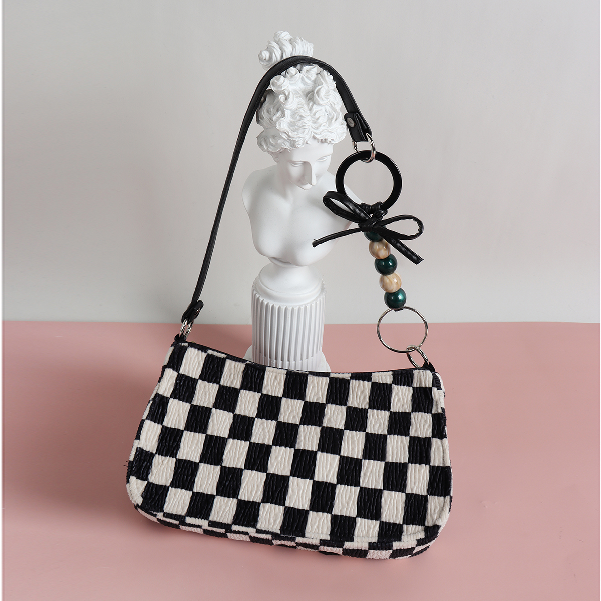 Trendy Checkered Underarm Bag for Women - Versatile Minimalist Crossbody Shoulder Bag for Spring and Summer Fashion