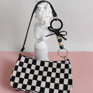 Trendy Checkered Underarm Bag for Women - Versatile Minimalist Crossbody Shoulder Bag for Spring and Summer Fashion
