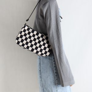 Trendy Checkered Underarm Bag for Women - Versatile Minimalist Crossbody Shoulder Bag for Spring and Summer Fashion