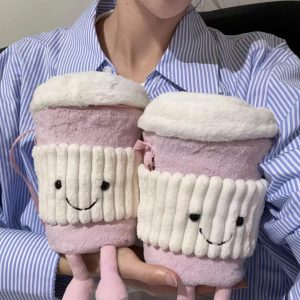 Trendy Cute Cartoon Plush Crossbody Bag - Fun Doll Handheld Toy Cup Sleeve for Milk Tea - 2025 Fashion Accessory