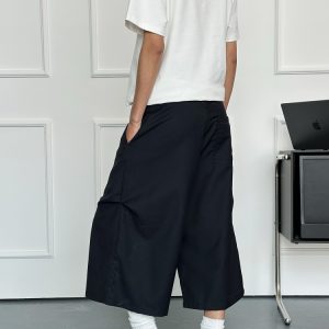 Trendy Deconstructed Pleated Straight-Leg Men's Shorts - Retro Loose Cropped Pants for a 90s Y2K Style Look