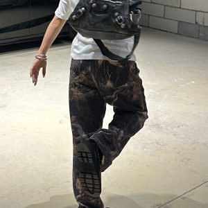 Trendy Earth Tone Camouflage Loose Tapered Pants - Playful Street Fashion Inspired by 90s and Y2K Styles