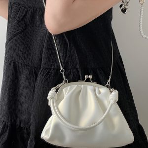 Trendy Girls' Pleated Clip Bag - Niche High-End Chain Handheld & Crossbody Bag - Fashionable Small Bag for 2023