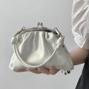 Trendy Girls' Pleated Clip Bag - Niche High-End Chain Handheld & Crossbody Bag - Fashionable Small Bag for 2023